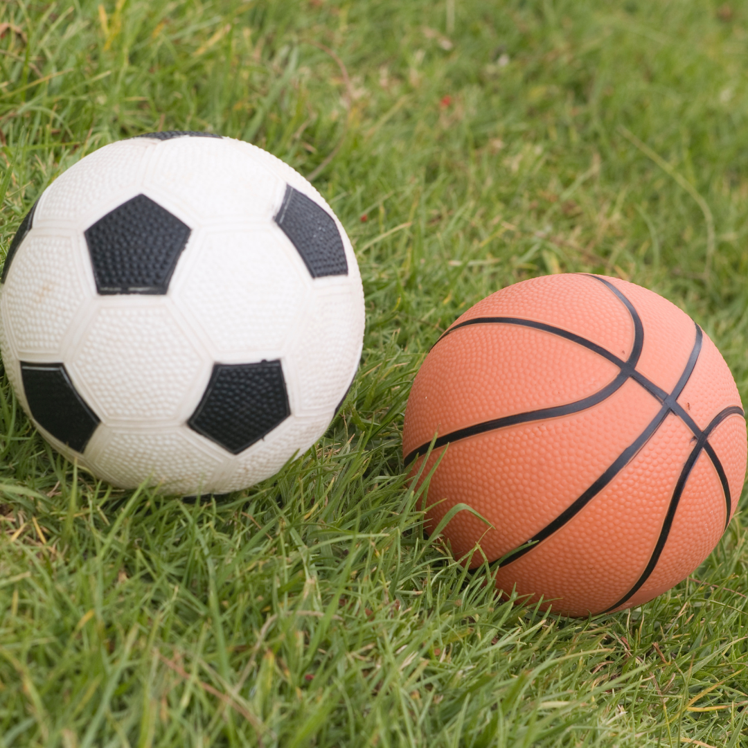 photo of soccer ball and basketball