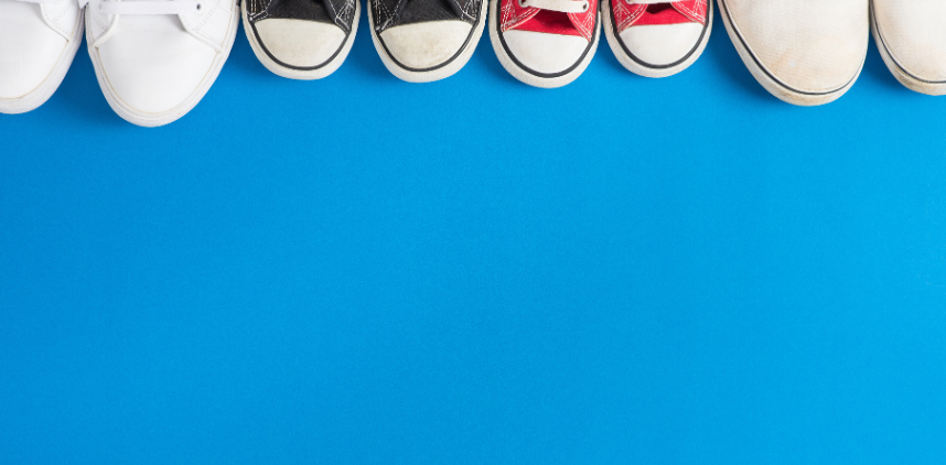 photo of adult and children's running shoes