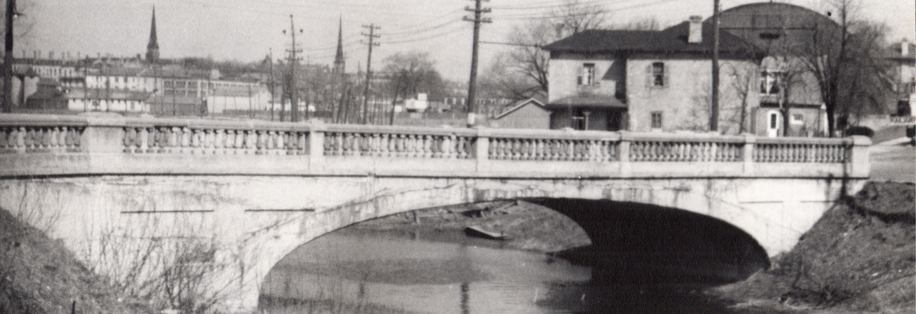 black and white photo of bridge